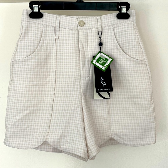 NWT A. Putnam Tulip Shorts Birch Check Women’s Size 4 - Picture 6 of 15